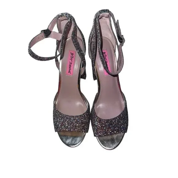 Betsey Johnson Womens Glissten Ankle Strap Glitter 4” Heel Sandals, Size 8.5 - Picture 3 of 11